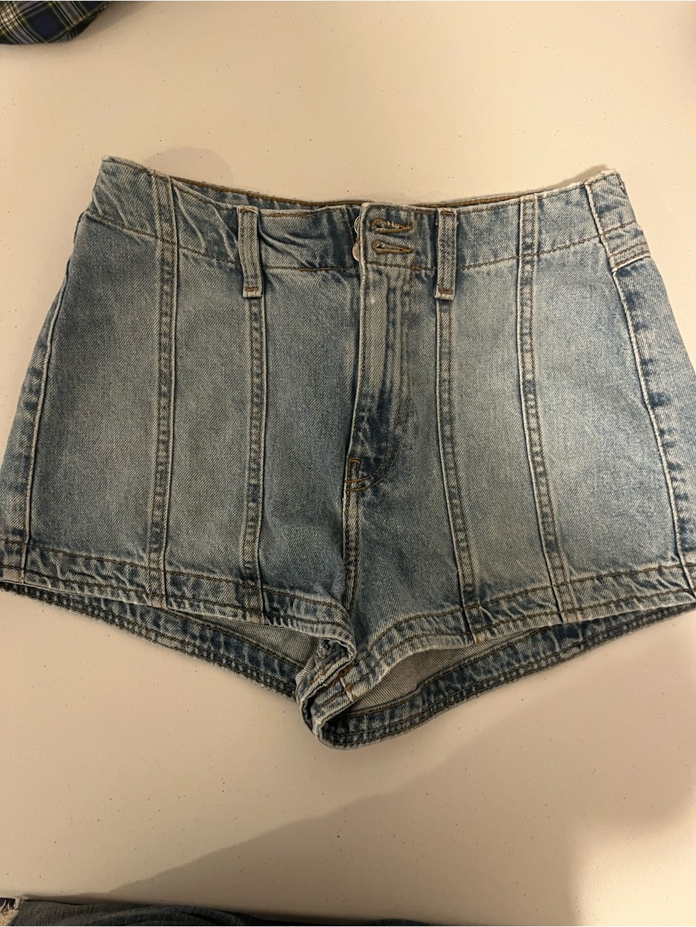 Forever 21 Light Blue High-Waist Denim Shorts